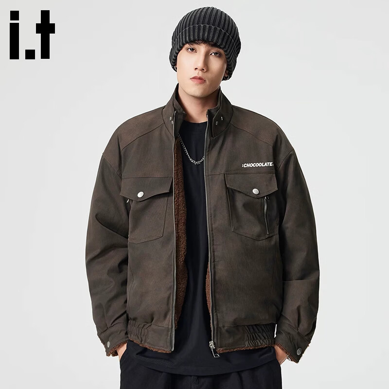 CHOCOOLATEit American motorcycle leather jacket men's autumn new tie-dye retro jacket men's gray L