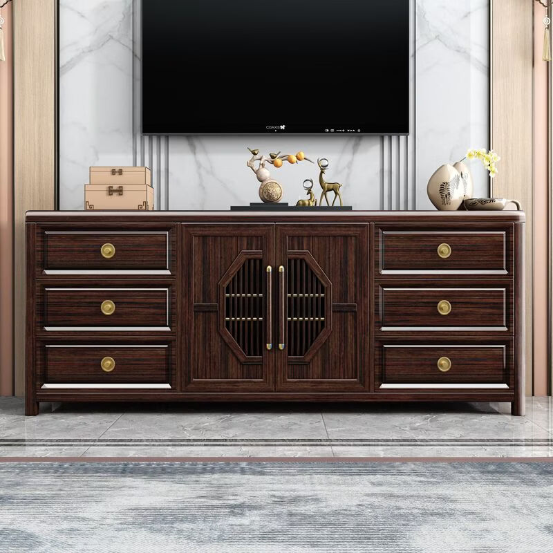 Xianqingyashe living room TV cabinet new Chinese style solid wood coffee table combination small apartment storage high and low cabinet antique rosewood simple floor cabinet 1.8m TV cabinet + side cabinet*2