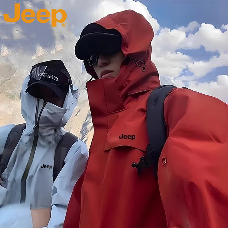 JEEP Jeep Jacket Men's Autumn and Winter Jacket Windproof Outdoor Mountaineering Clothing Red Three-in-One XL