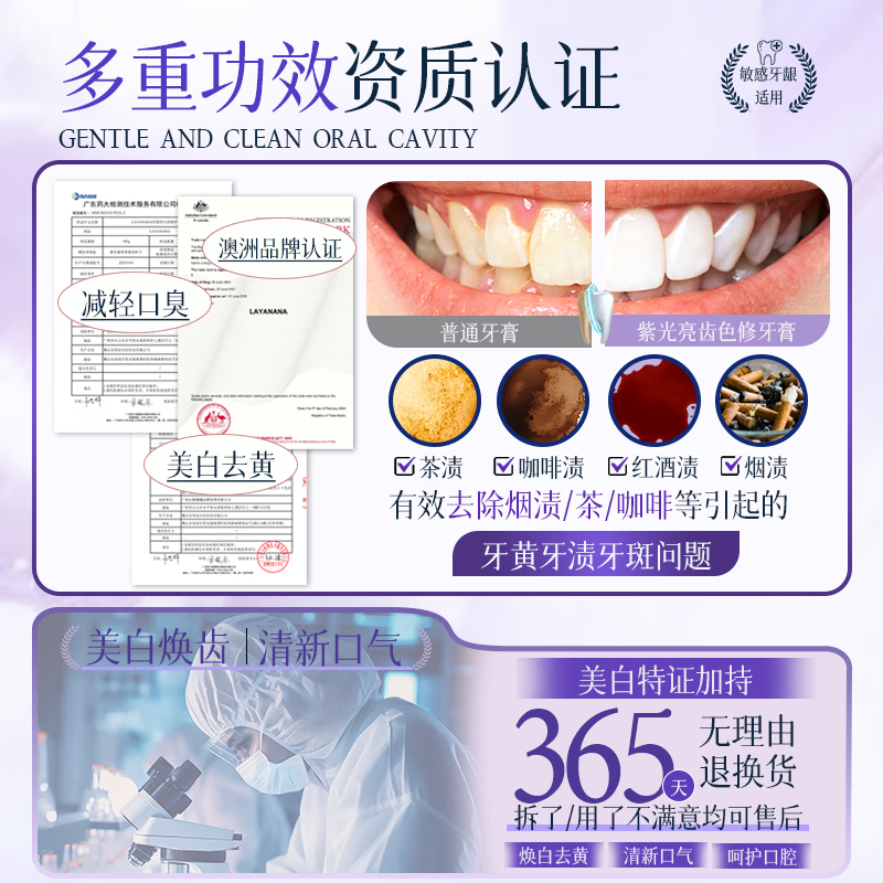 Layanana Australian lysozyme whitening toothpaste removes bad breath, removes yellowing, removes tooth stains, removes tobacco stains and tartar Popular Products Gold List Five Pack