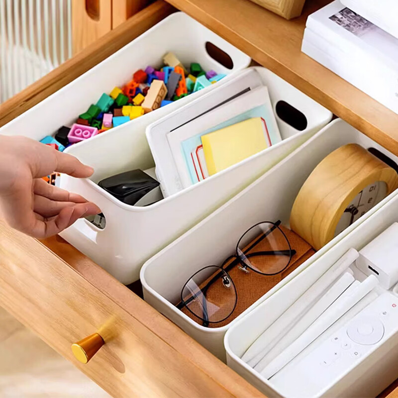 Knock-on drawer storage box rectangular plastic box kitchen table cosmetics snacks sundry socks long organizer box