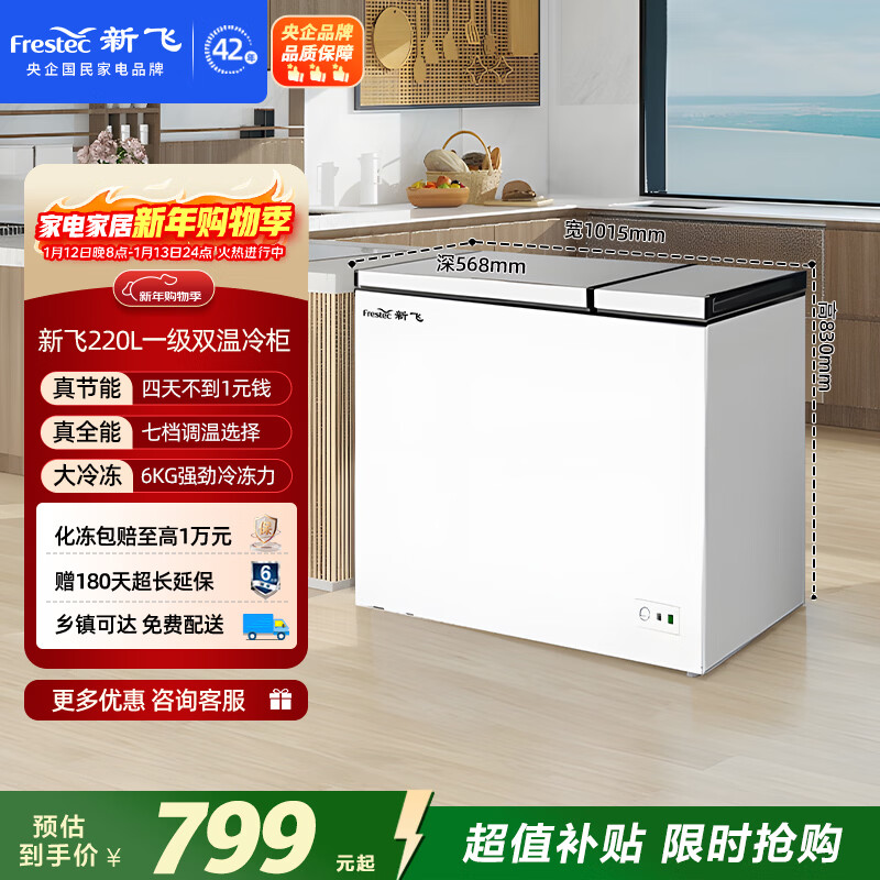 Xinfei 220L dual temperature household refrigerator freezer freezer first level energy saving wide temperature variable BCD-220DHF