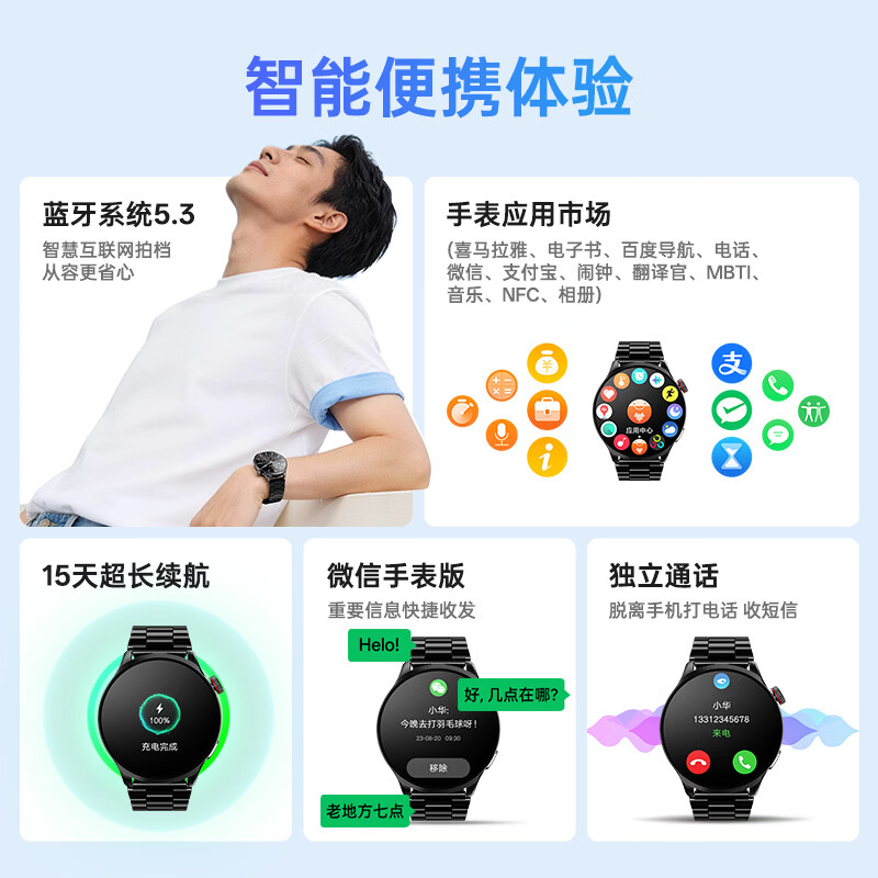 ThinkPlus Lenovo Smart Watch Men's Business Outdoor Sports Watch Monitoring Blood Oxygen and Heart Rate 1.73-inch AMOLED Screen Bluetooth Call Watch TM160