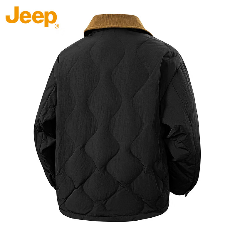 JEEP Jeep Down Jacket Men's Winter Lightweight Lapel Detroit Warm and Coldproof Jacket Men's Black 2XL