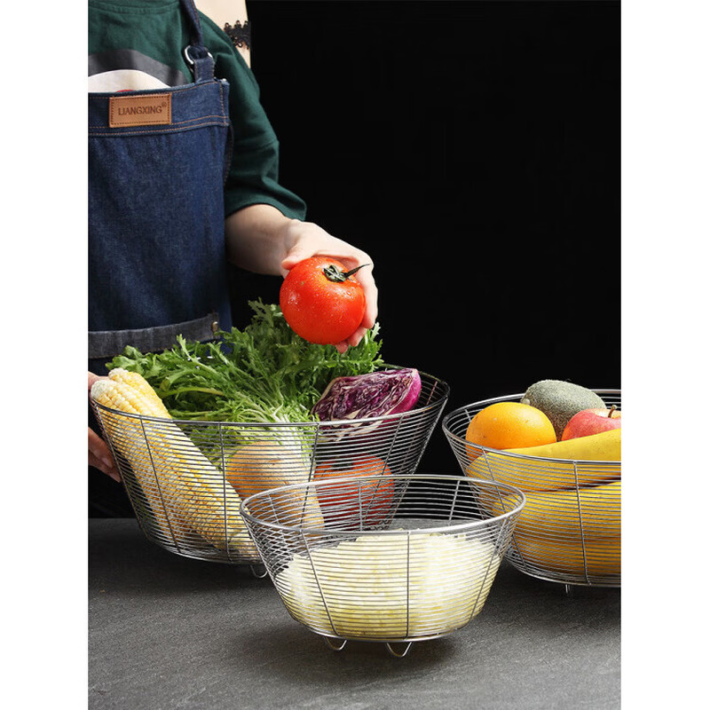 Tuojin 304 stainless steel drain basket kitchen round sink sink rack sieve living room household fruit basket storage basket new 22cm drain fruit and vegetable basket 304 food grade stainless steel