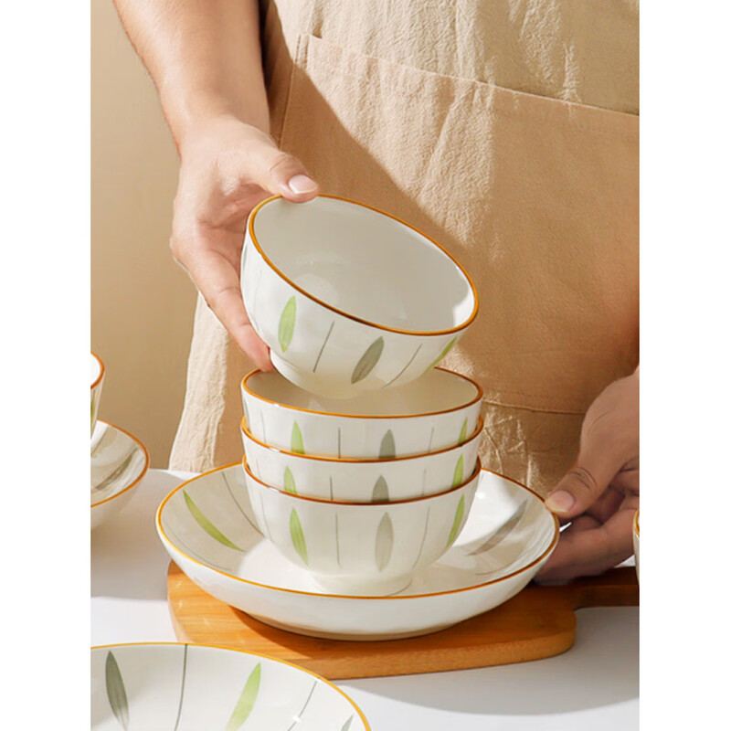 Tuojin underglaze color rice bowl household 2026 new particularly beautiful tableware small bowl ceramic eating bowl noodle bowl soup bowl 5-inch Yongliu bowl 4 pieces