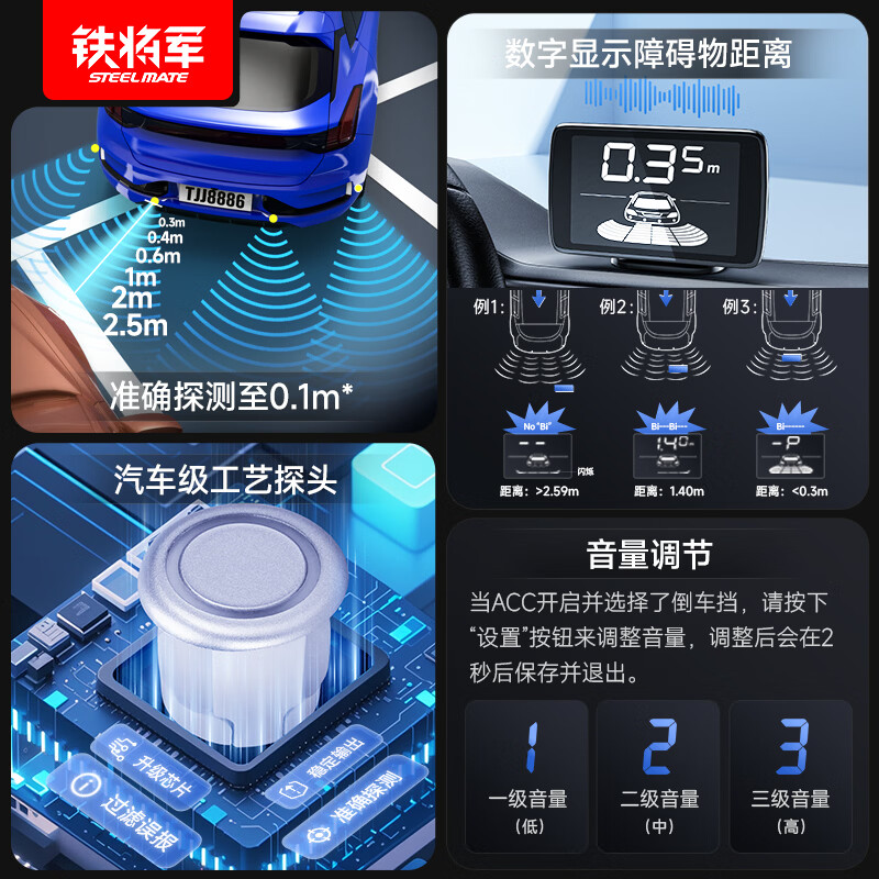 Iron General Auto Reversing Radar 3110 Rear 4 Probes Obstacle Distance Detection Voice Buzzer Prompt General Model 3110 Rear 4 Probes - 1 Year Warranty Remarks Probe Color