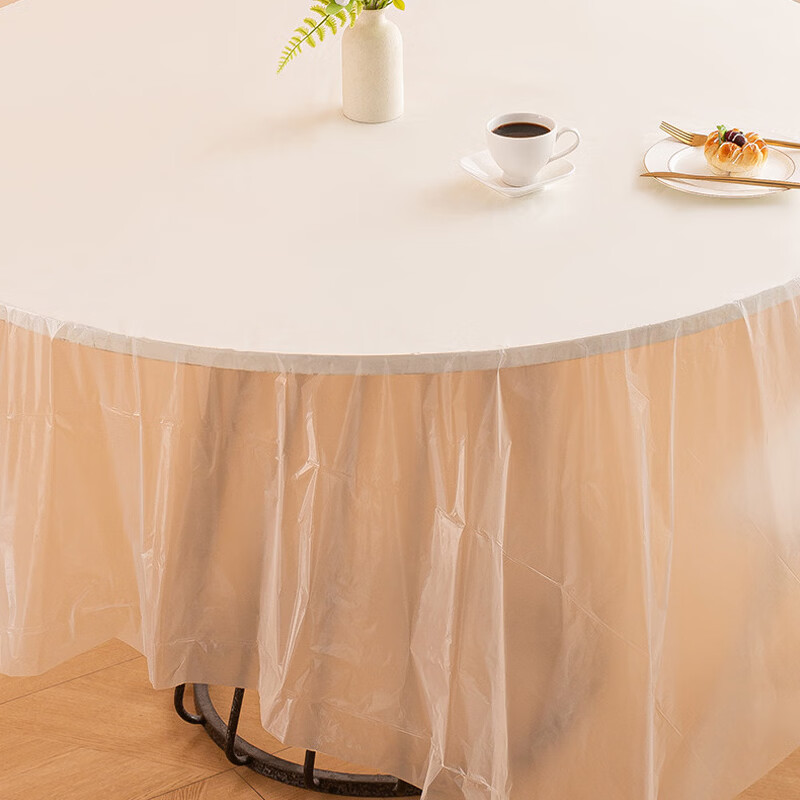Yijie disposable tablecloth thickened waterproof round table tablecloth rectangular plastic film commercial household small picnic mat 1.8mx1.8m (10 pieces) white