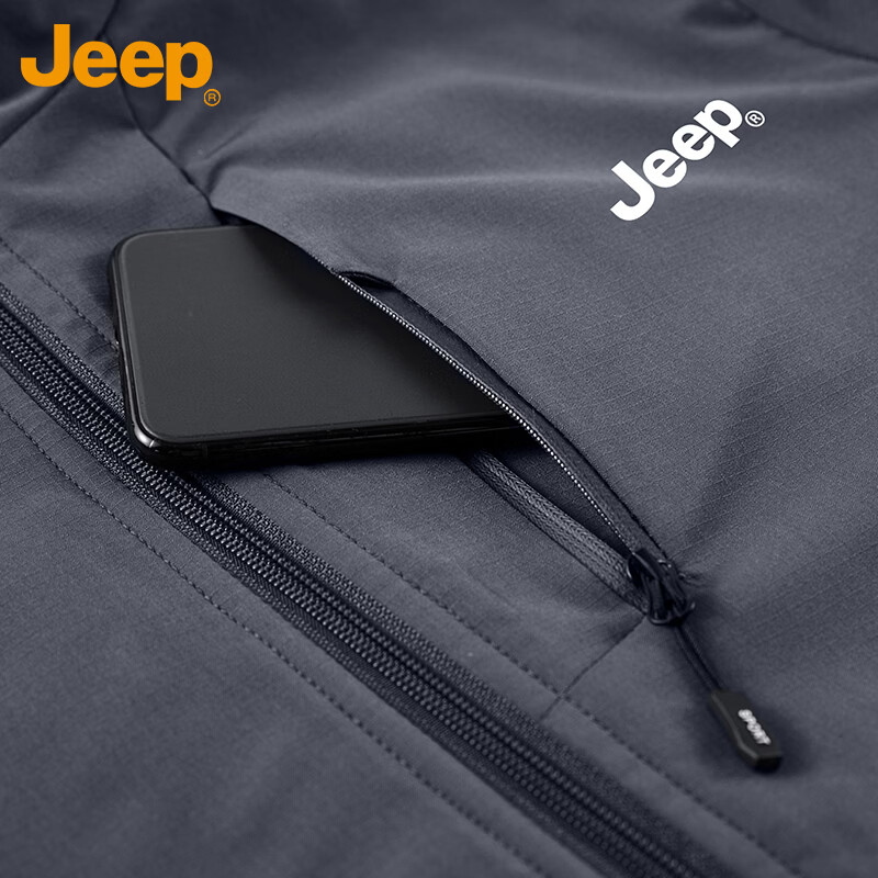 JEEP Jeep Jacket Men's Velvet Thickened Warm Jacket Autumn and Winter Casual Top Men's Dark Gray Velvet XL