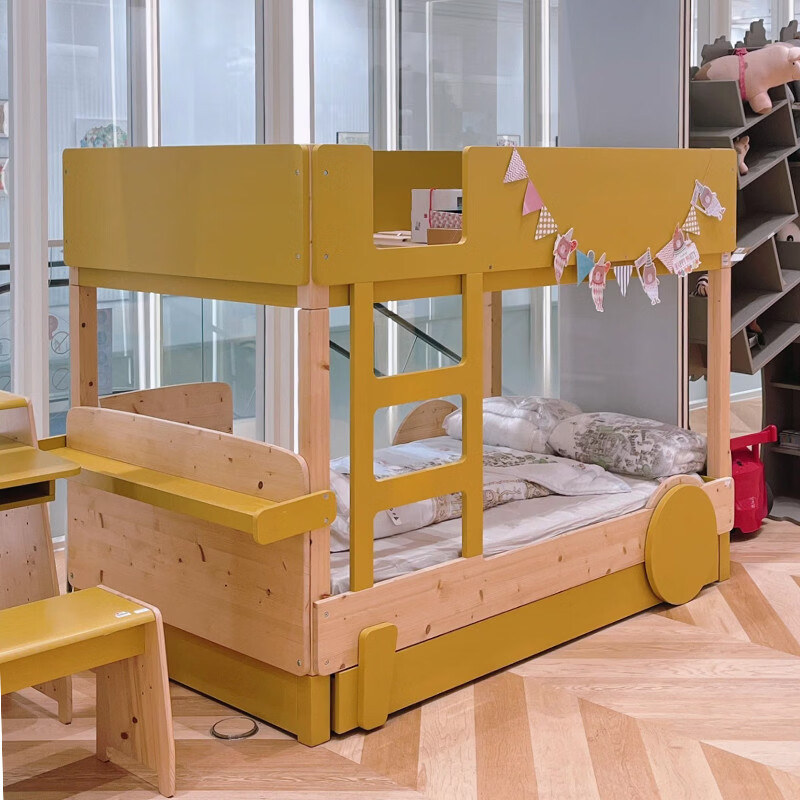 Yusenyi small apartment solid wood environmentally friendly children's bunk bed car style children's bed high and low bed with drawer drag bed military green without drawer 1000mmx2000mm bunk bed