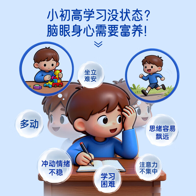 Aoshibao German imported Omega3 children's small champion fish oil dha adolescent students brain supplement to enhance memory focus 30 days basic omega small champion fish oil brain supplement 90 capsules * 1 box