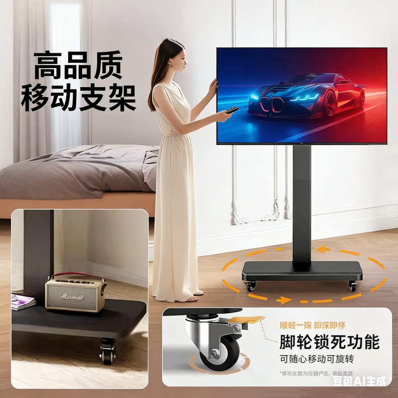 Xiaomi (MI) movable TV bestie machine live broadcast large-screen projection advertising machine 32/43/50/55/65/75/85-inch home flat-panel display floor stand all-in-one machine 50-inch movable TV TV + movable rotating stand + wireless screen projection device