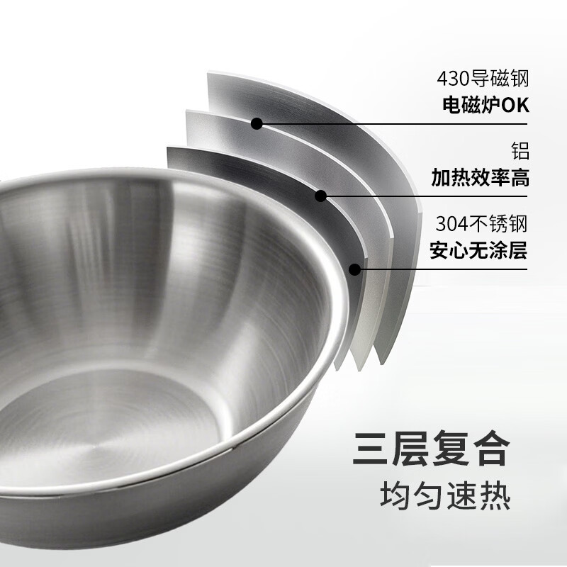 Shuangshan Stainless Steel Seafood Pot Home Crayfish Dry Pot Hot Pot Thickened Instant Noodle Pot with Cover Shallow Double-Eared Soup Pot 2.2L Healthy Uncoated (With Cleaning Cream) Diameter-24cm