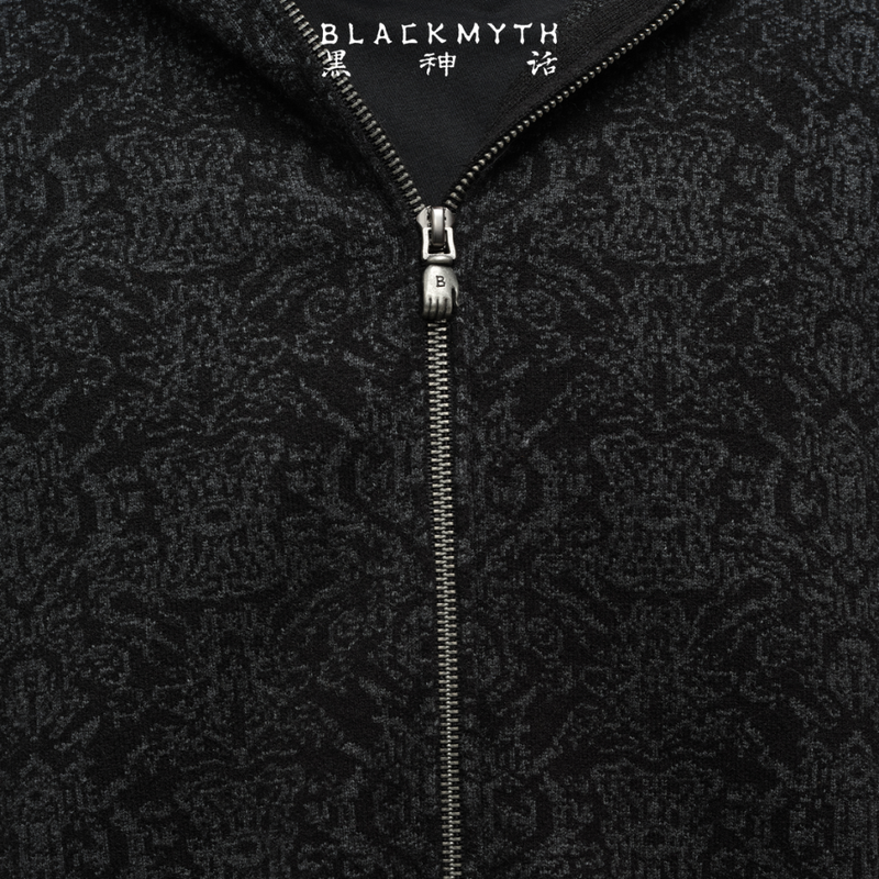 Black Myth Great Sage Golden Armor Dark Flower Sweater Men and Women Monkey King Versatile Hooded Knitted Zipper Loose and Comfortable Sweater Cardigan Jacket L