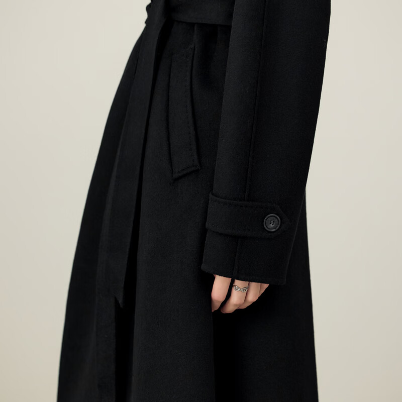 Eveli (eifini) Jiang Xin endorses wool cashmere high count micro-wide mid-length woolen coat coat 2025 winter black 10.1 cashmere long M 100-110 pounds