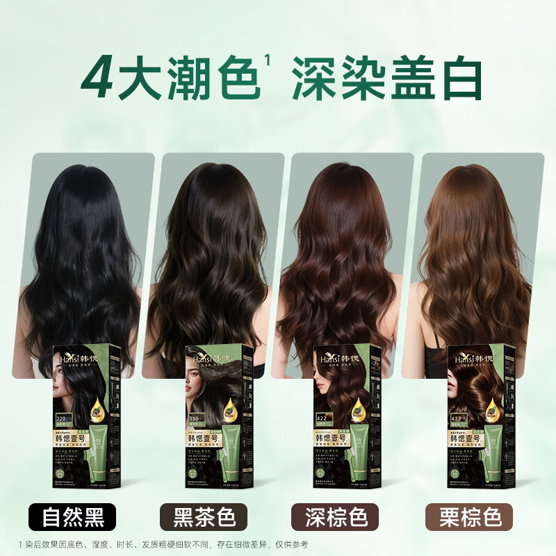 Han Yan No. 1 hair dye cream natural black natural plant hair dye for men and women, non-irritating, covering gray hair without touching the scalp