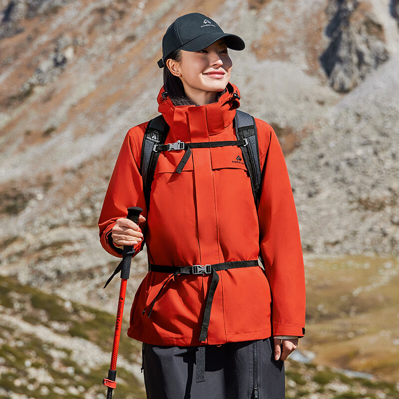 Pathfinder Suzaku Jacket Three-in-one Fleece Women's Windproof and Waterproof Warm Outdoor Jacket Mountaineering Jacket Autumn and Winter Men's Jacket Suzaku Red-Fleece Liner Women's L