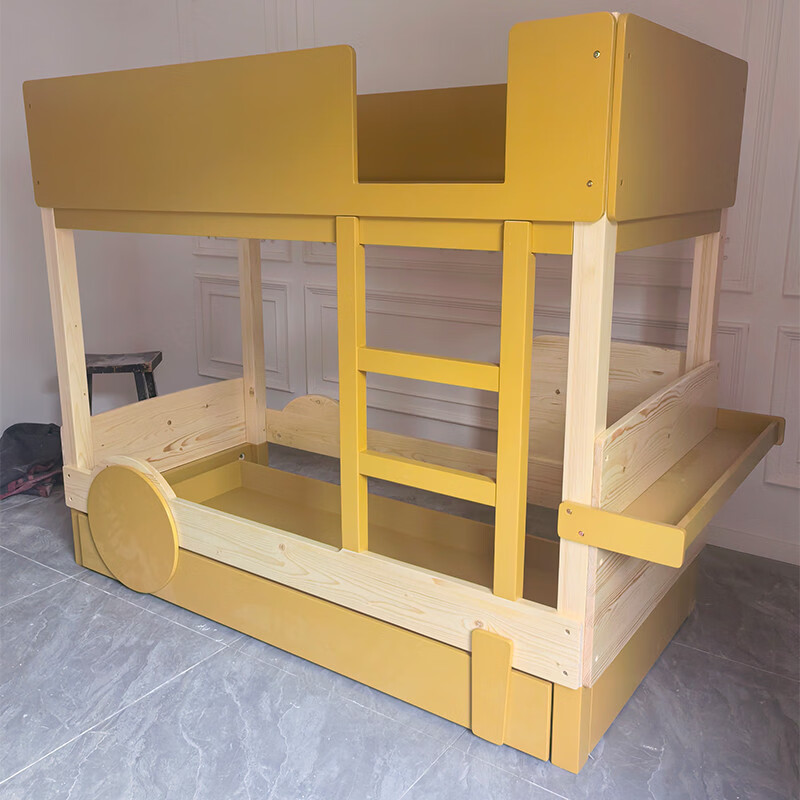 Yusenyi small apartment solid wood environmentally friendly children's bunk bed car style children's bed high and low bed with drawer drag bed military green without drawer 1000mmx2000mm bunk bed