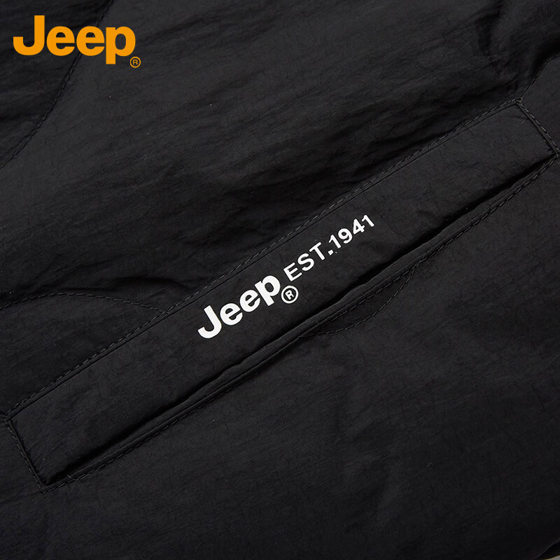 JEEP Jeep Down Jacket Men's Winter Lightweight Lapel Detroit Warm and Coldproof Jacket Men's Black 2XL