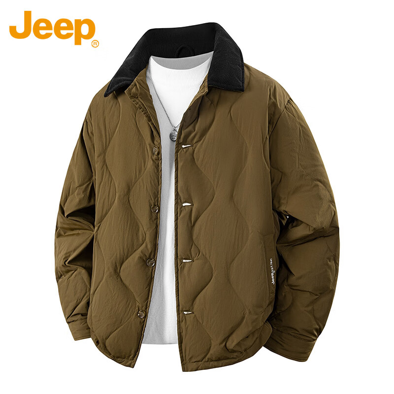 JEEP Jeep Down Jacket Men's Winter Lightweight Lapel Detroit Warm and Coldproof Jacket Men's Black 2XL