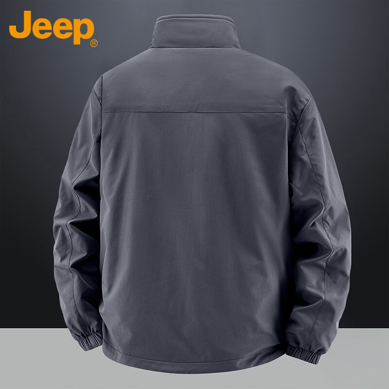 JEEP Jeep Jacket Men's Velvet Thickened Warm Jacket Autumn and Winter Casual Top Men's Dark Gray Velvet XL
