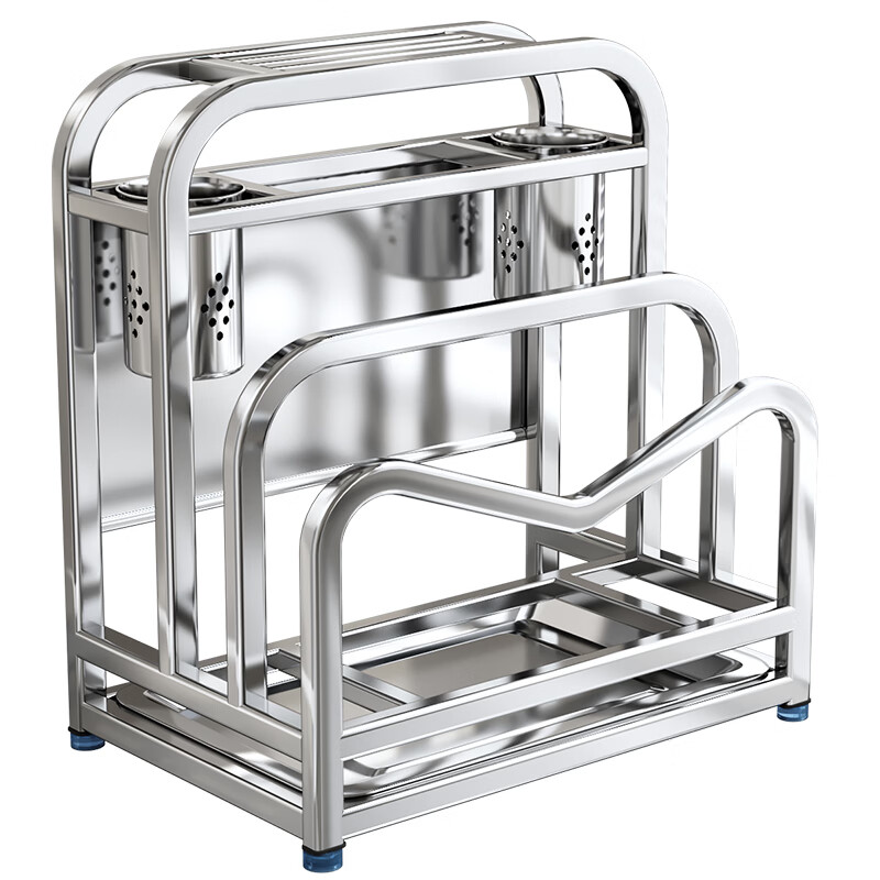 Shuaishi knife holder kitchen knife storage rack 304 stainless steel knife holder kitchen knife storage rack pot lid knife holder chopping board holder integrated