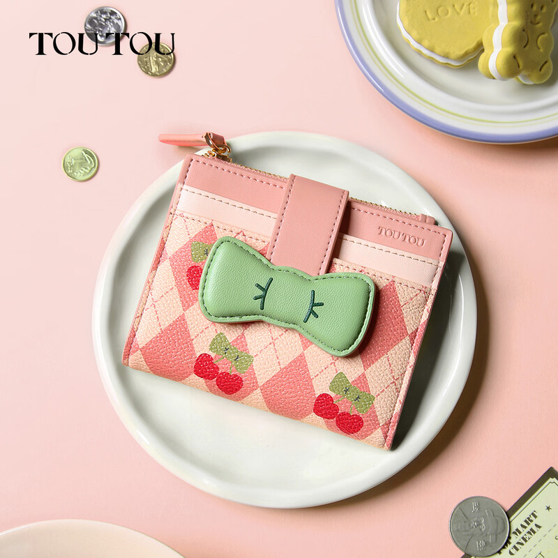 Toutou2025 women's thin banknote holder ID storage card bag coin purse women's bow clutch bag New Year's Horse Year gift