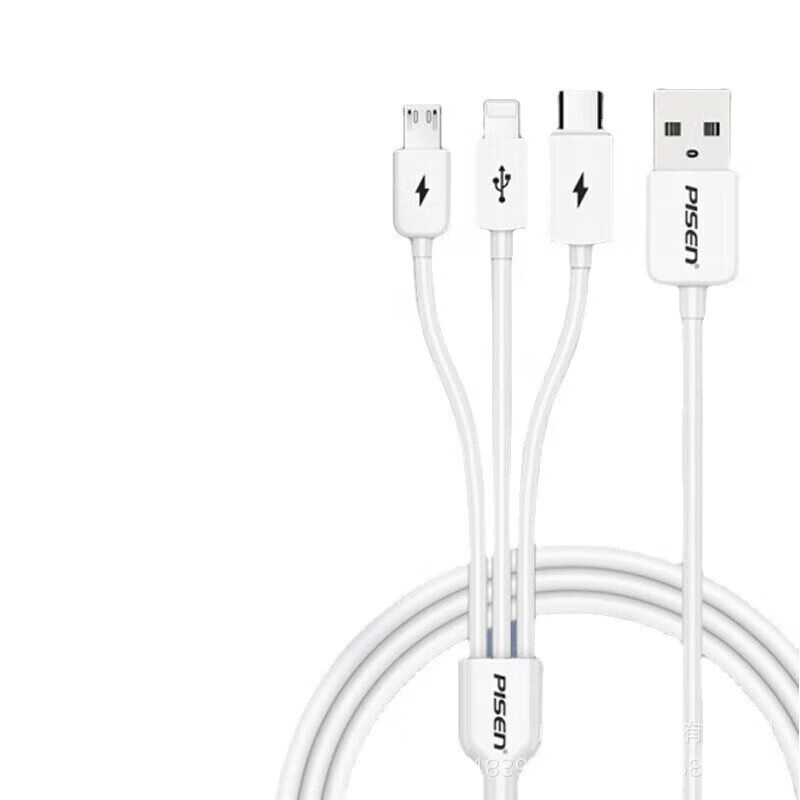PISEN is suitable for 14 Android-c one-to-three multi-functional charging cable 13 2-in-1 black 1 meter +-c 3A fast