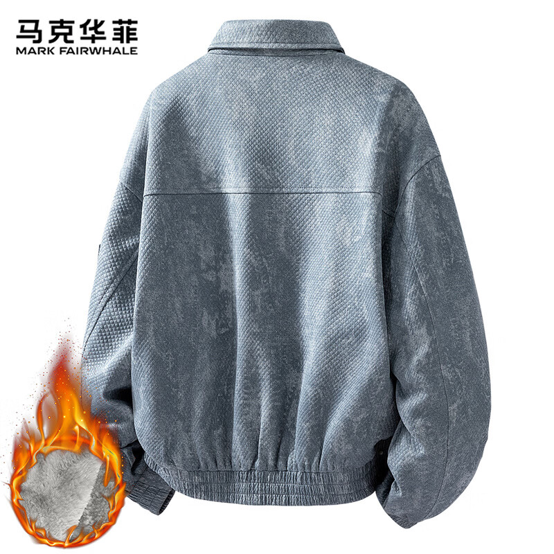 MARK FAIRWHALE jacket men's winter American retro workwear jacket men's high-end casual top dark blue plus velvet 2XL