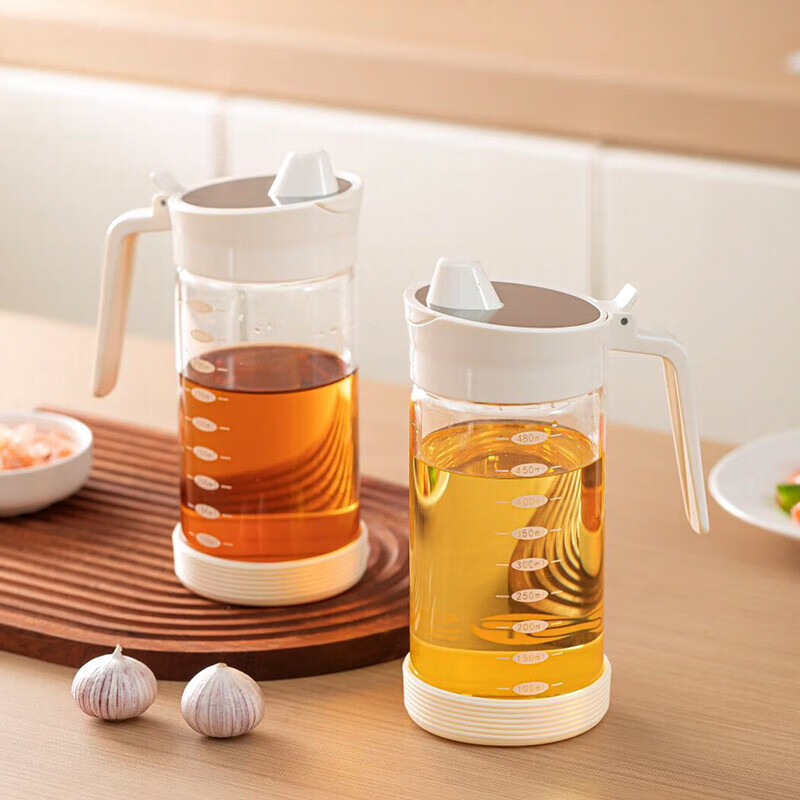 Sungsa glass oil pot automatic opening and closing kitchen household oil can pot soy sauce bottle vinegar pot high temperature resistant oil bottle oil drum high borosilicate glass oil pot 480m1 pack