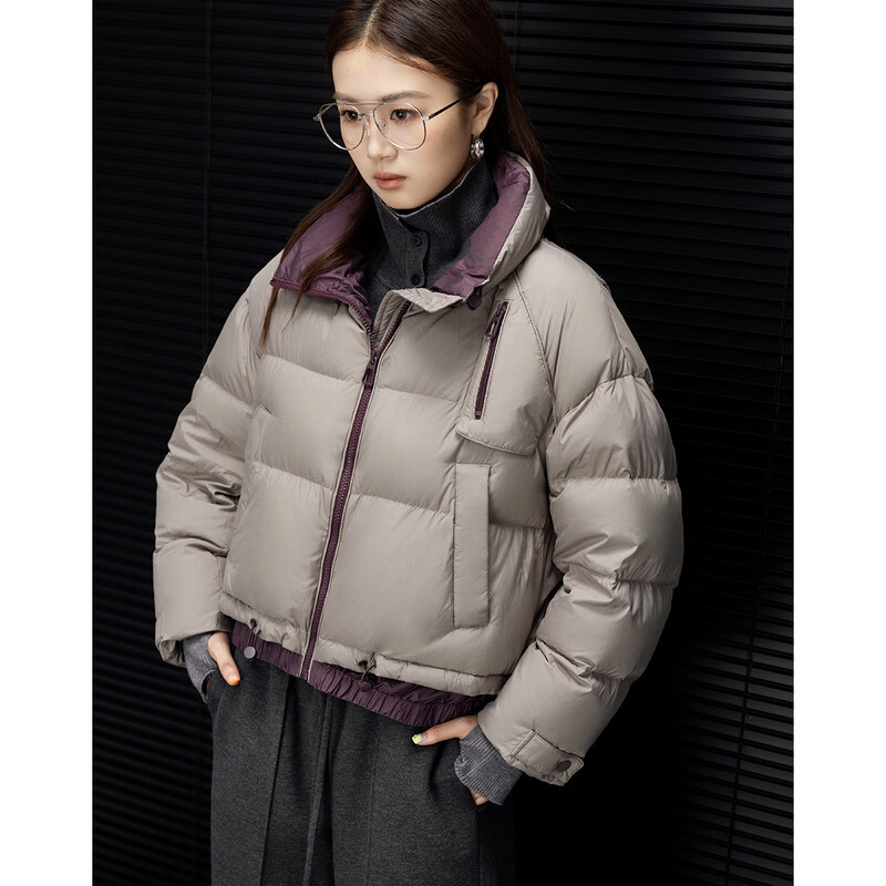 Demana 90 duck down winter drawstring contrast color stand collar four-layer craft checkered line loose women's bread down jacket