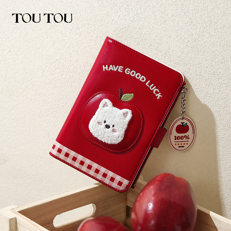 Toutou Apple Puppy Passport Holder Card Bag Women's Coin Purse Zodiac Year Red Birthday New Year's Day Horse Year Gift