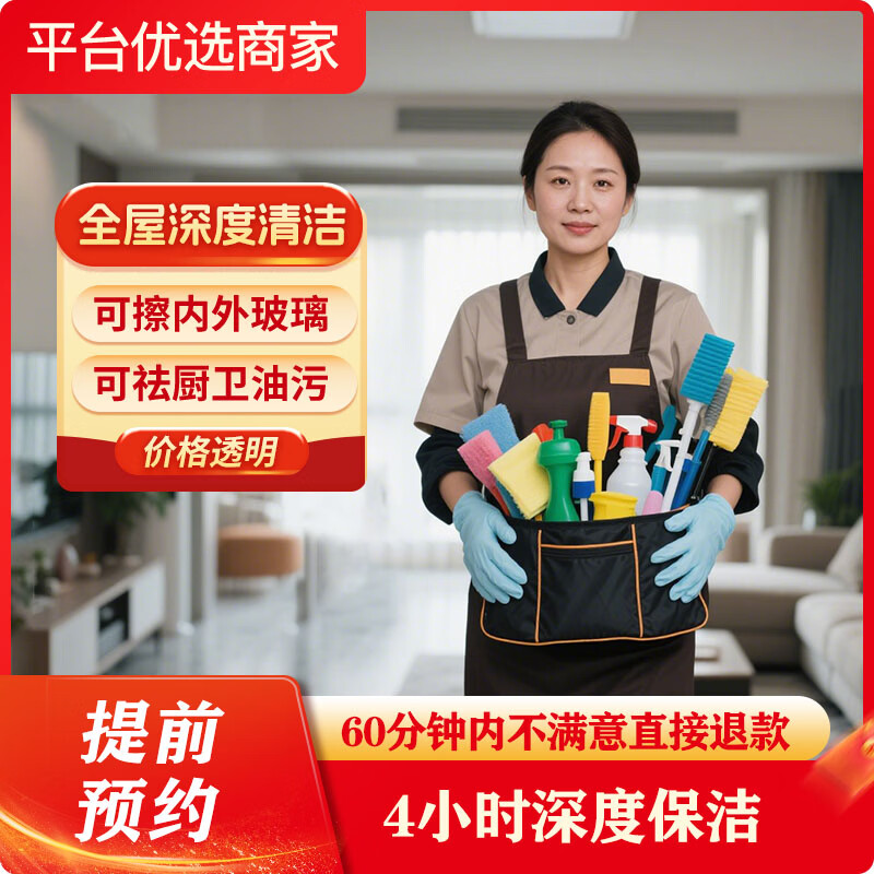 Housekeeping cleaning/professional deep cleaning/hourly worker/hourly worker/can wipe inside and outside glass/can remove kitchen and bathroom oil stains/housekeeping cleaning door-to-door service/deep cleaning/return if not satisfied Deep cleaning 4 hours (recommended 50-69) Housekeeping cleaning is available nationwide/contact customer service to make an appointment to place an order