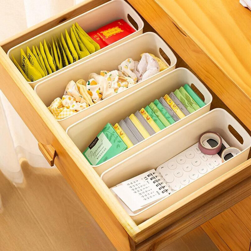 Knock-on drawer storage box rectangular plastic box kitchen table cosmetics snacks sundry socks long organizer box