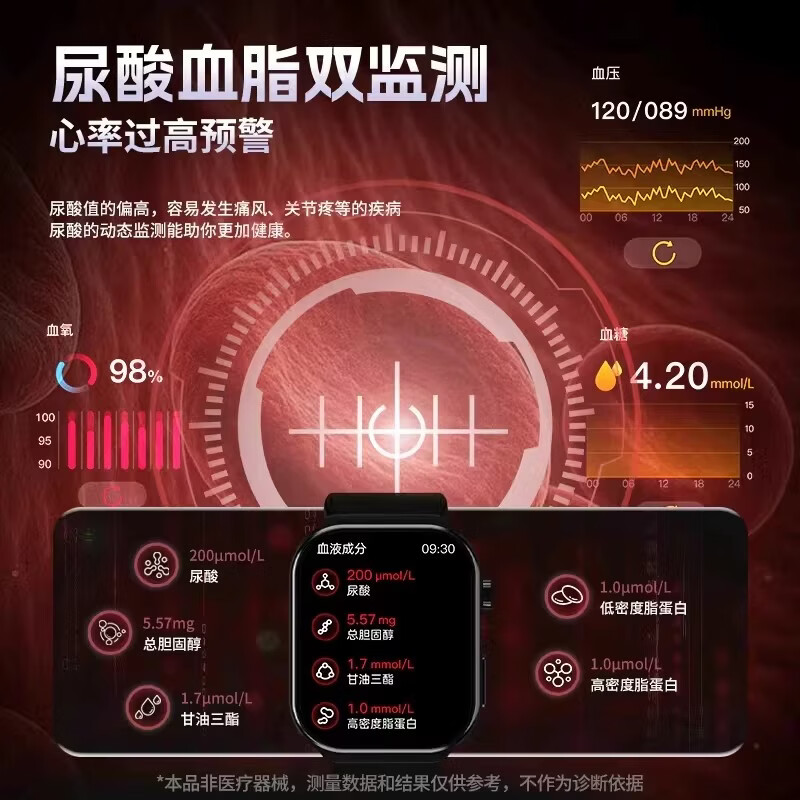 Xiaomi Buyi smart watch, high-precision health detection, non-invasive measurement of blood sugar and blood pressure, 120 hours long battery life, men's sports watch 2025 new style, noble black-upgraded version, all-round health-accurate monitoring