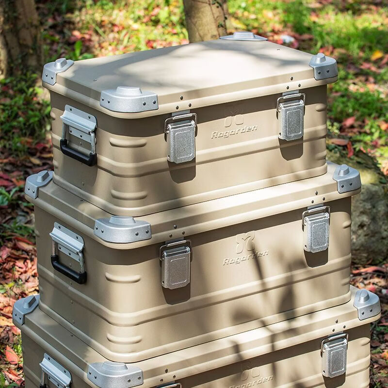 CLCEY outdoor storage box camping magnesium aluminum alloy car trunk metal all-aluminum capacity storage box desert yellow 30L