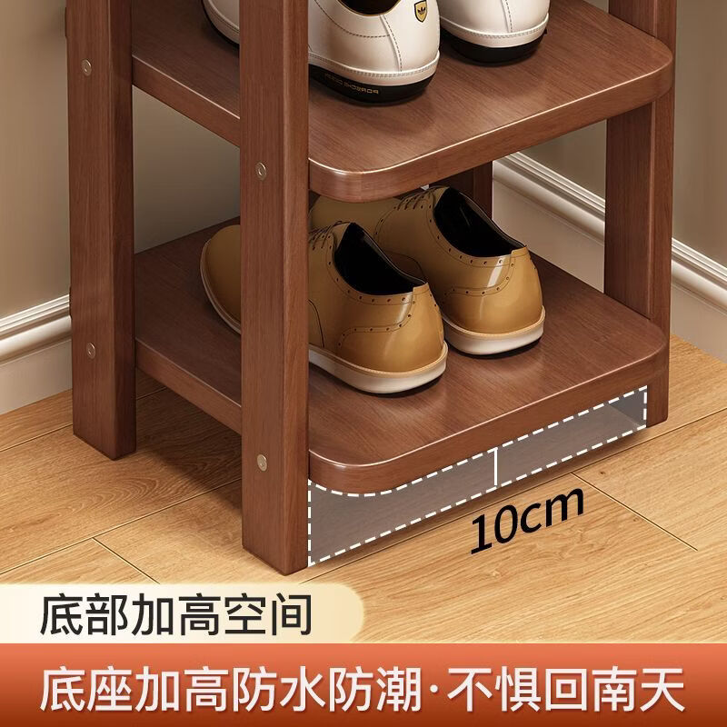 Fantasy solid wood shoe rack multi-layer home entrance dormitory storage rack small simple storage shelf space shoe cabinet pure white five-layer and six-layer shoe rack