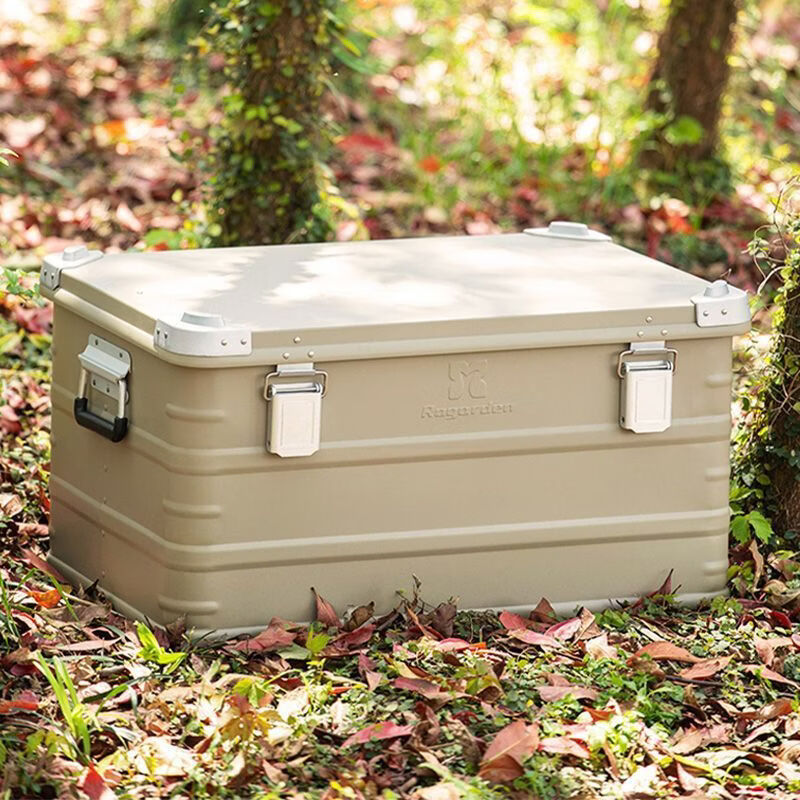 CLCEY outdoor storage box camping magnesium aluminum alloy car trunk metal all-aluminum capacity storage box desert yellow 30L