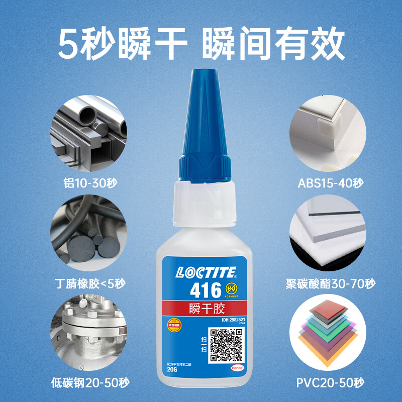 Loctite/loctite 416 strong quick-drying glue 502 universal high-strength instant glue metal plastic colorless transparent liquid strong glue 20g/1