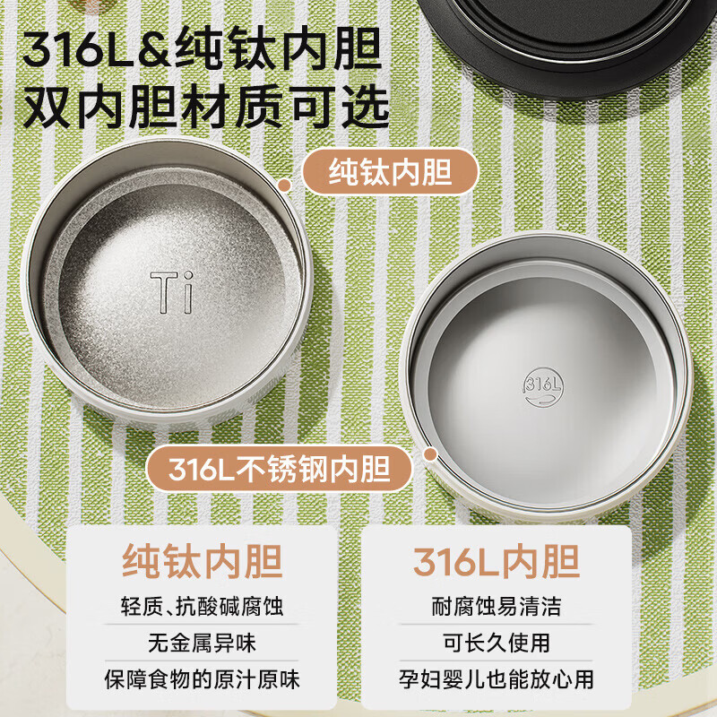 RELEA Insulated Lunch Box Large Capacity Insulated Bucket 316L Stainless Steel Lunch Box Office Worker Student Multi-layer Lunch Box Insulated Lunch Bucket Snowy White 2.2L Three Layers