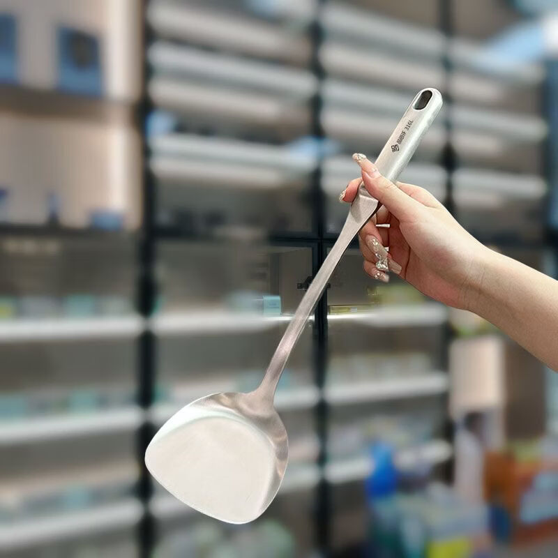 Yonghuan spatula 316 stainless steel cooking spatula household non-stick pot silicone spatula thickened frying spoon kitchen utensil set 316-bright high-end soup spoon