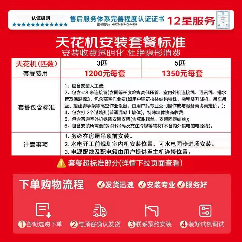 TCL central air conditioning large 5-horsepower ceiling unit frequency conversion first-level energy efficiency embedded ceiling air conditioner one-to-one well unit ceiling commercial air conditioner KFR-120QW/AT1Ea+D1