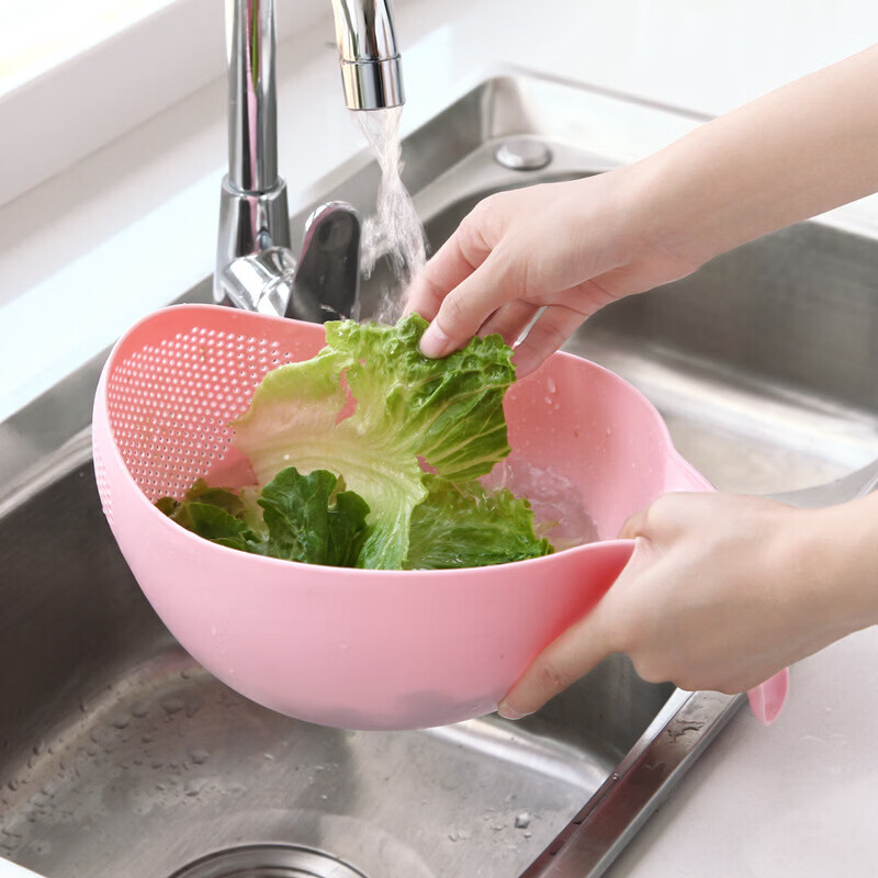 Shantou Lincun drain basin kitchen rice washing drain basket multi-functional rice washing machine plastic fruit and vegetable washing basin rice washing sieve household transparent color