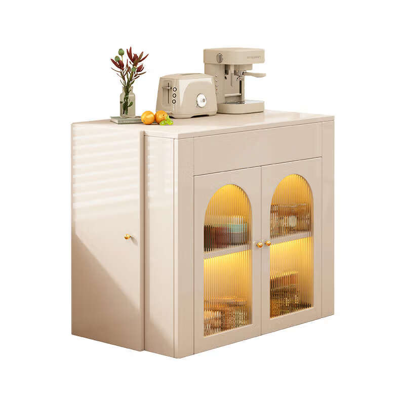 Yusenyi retractable dining table and sideboard integrated small apartment folding dining table 1 table 6 chairs 56~167cm retractable dining table cabinet + folding leather