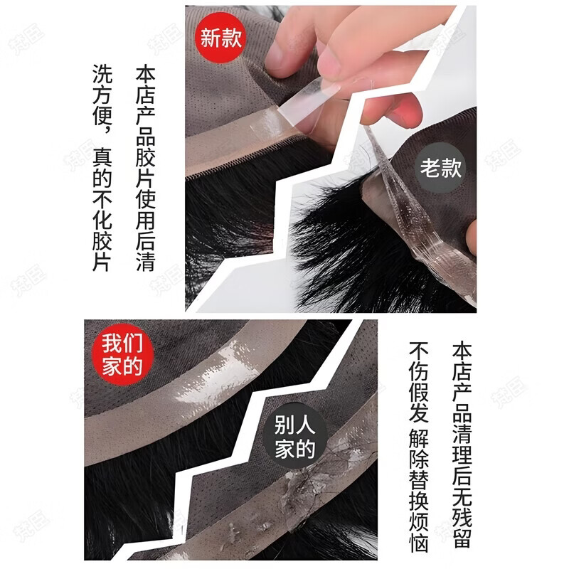 Fanchen wig film waterproof and sweat-proof biological double-sided tape wig patch men's hair piece special glue remover blue thin 20 pieces