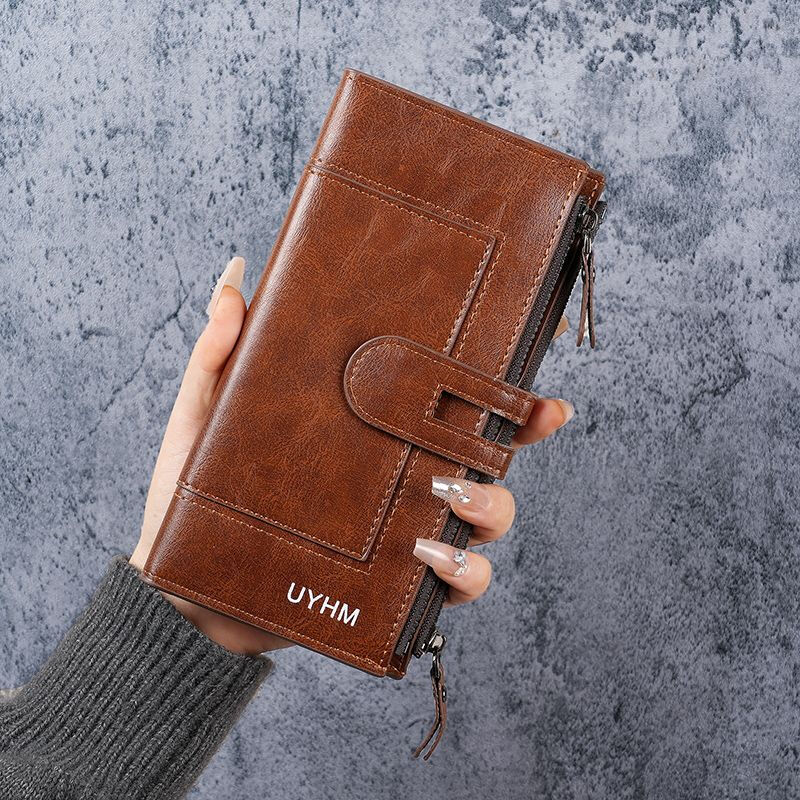 Ms. Ye Yu long wallet European and American fashion mobile phone multi-card slot clutch coin purse burgundy