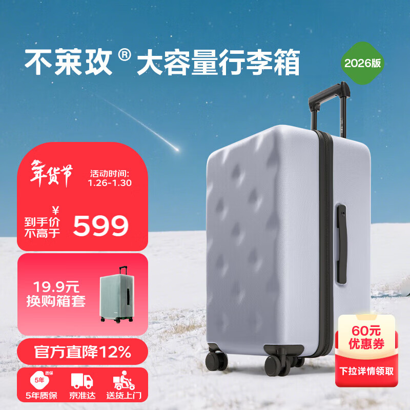 Bremen Luggage JD.com Cooperation Trolley Suitcase Boarding Case Password Leather Case Gray 26-inch Plus