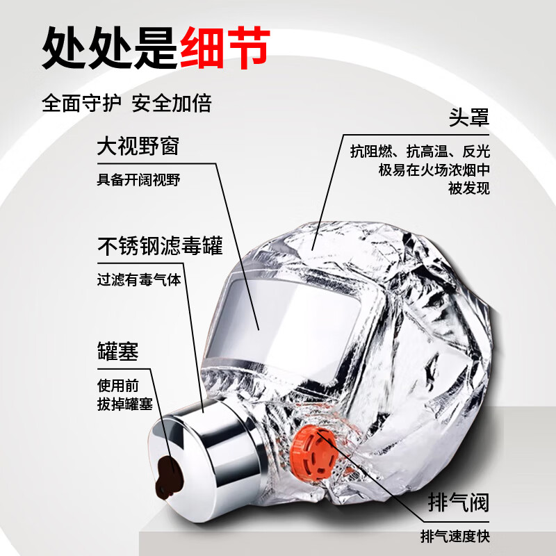 GANGQI fire mask gas mask anti-smoke fire anti-gas mask hotel special fire mask 3C certified filter fire emergency escape self-rescue breathing equipment emergency kit