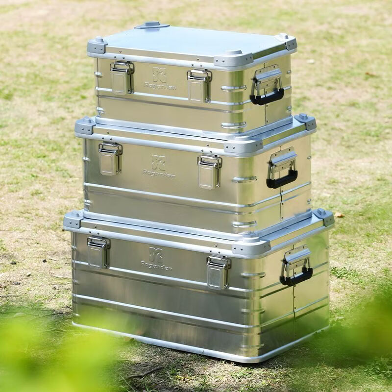 CLCEY outdoor storage box camping magnesium aluminum alloy car trunk metal all-aluminum capacity storage box desert yellow 30L