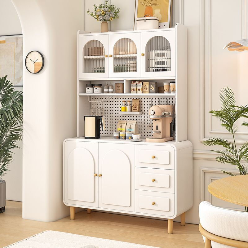 Haishi Shengbao log cream style sideboard wall-mounted integrated storage cabinet kitchen guest dining room multi-functional storage storage cabinet wine cabinet 60*40*81 milk white/embossed door delivered to the home